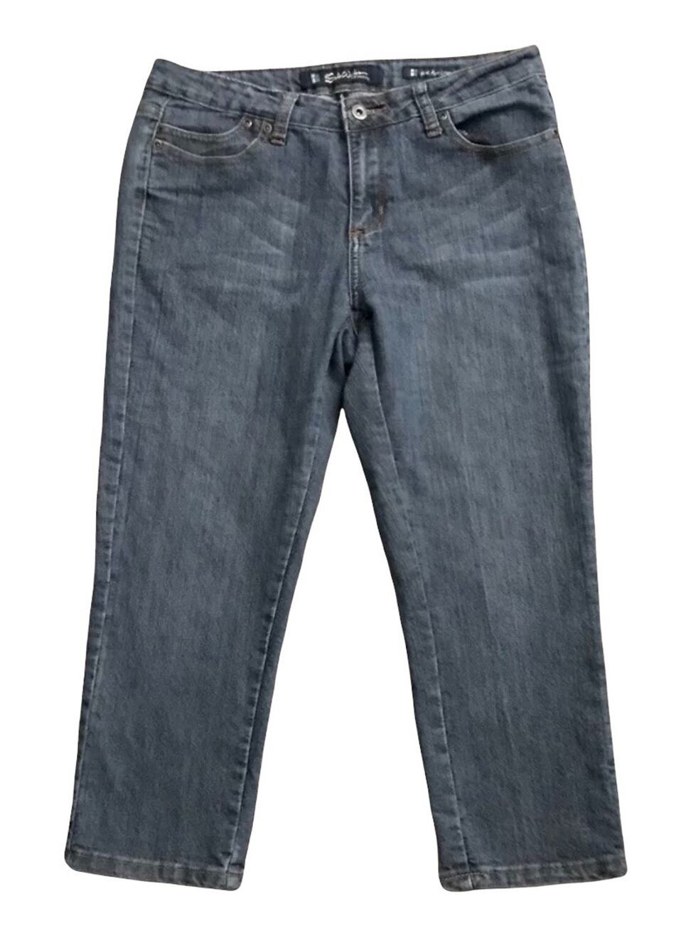 Salt Works Jeans Women Size 6 Mid Rise Capri Blue Stretch Denim Crop 22" Inseam